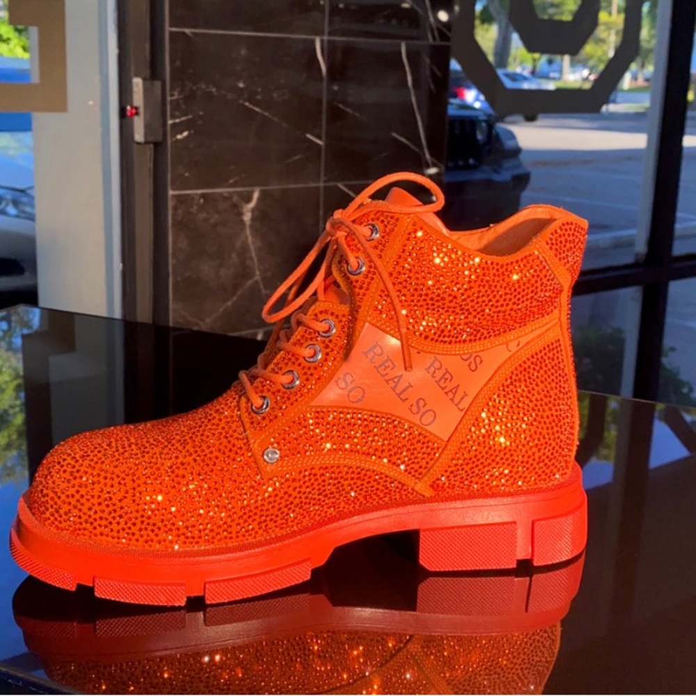 Sparkly orange boots